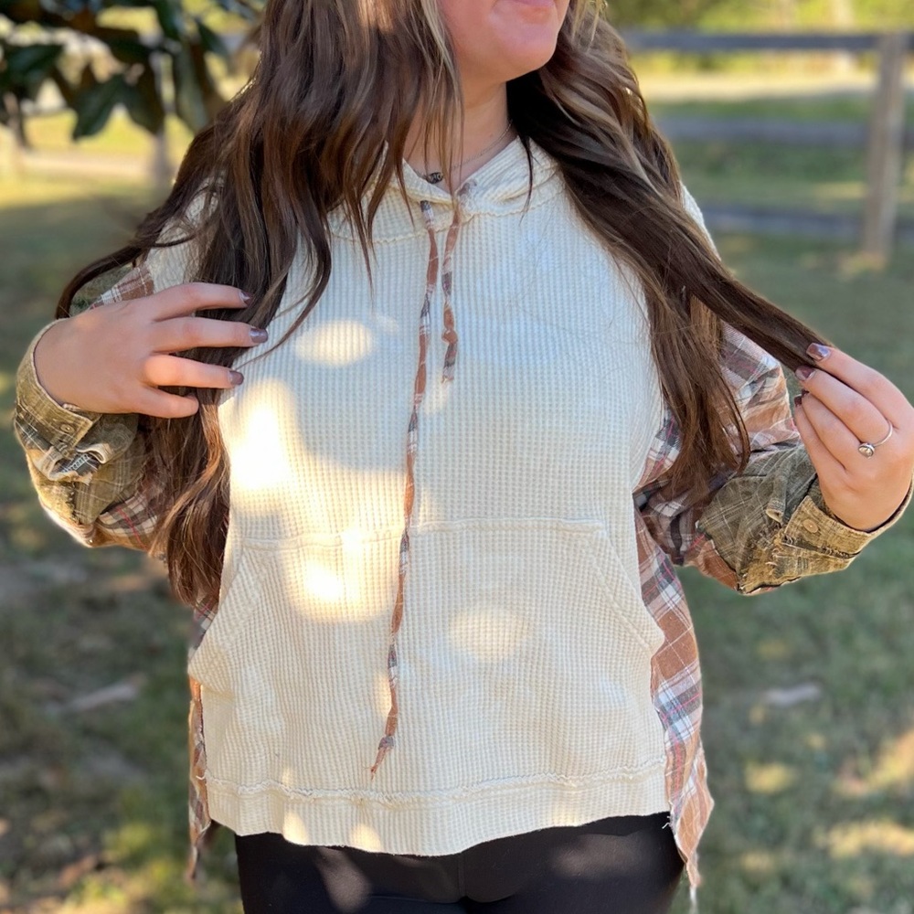 Plaid Sleeve Hoodie